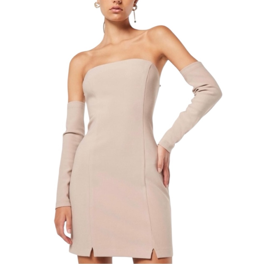 Elliatt Decor Taupe Long Sleeve Mini Dress size Medium Detachable Sleeves